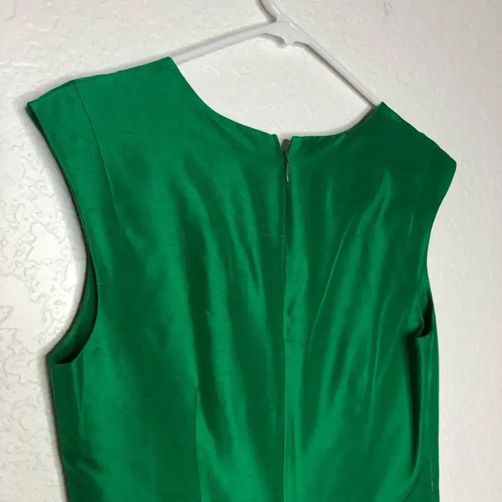 Hugo Buscati Collection green silk cap sleeve sheath dress size 4 holiday party